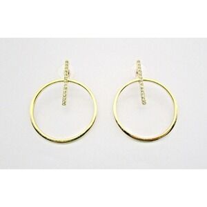 Bauble Bar Sugarfix Earrings Rhinestone Gold Tone Round Drop Circle Forward Hoop